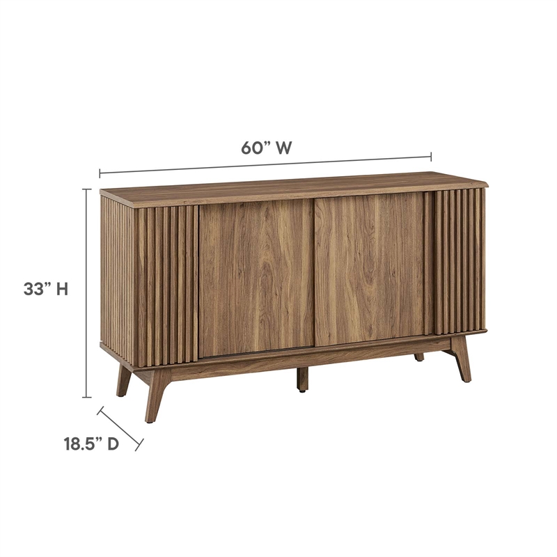 Pemberly Row Modern Wood Sideboard with Sliding Doors in Walnut