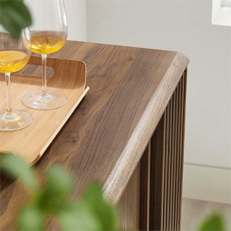 Pemberly Row Modern Wood Sideboard with Sliding Doors in Walnut