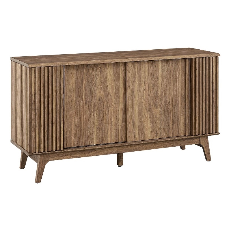 Pemberly Row Modern Wood Sideboard with Sliding Doors in Walnut