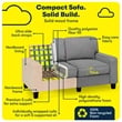 Pemberley Row Dark Gray Upholstered Loveseat Rectangular Space-Saving Design 61