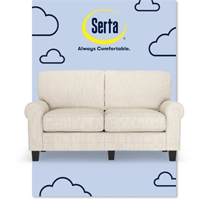 Pemberly Row 61&quot Rolled Arm Loveseat Sofa with Removable Covers Beige