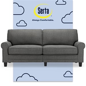 Pemberly Row Modern 78&quot Rolled Arm Sofa with Removable Covers Gray