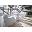 Pemberly Row Modern Fabric Slipcovered T-Cushion Chair in White