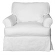Pemberly Row Modern Fabric Slipcovered T-Cushion Chair in White
