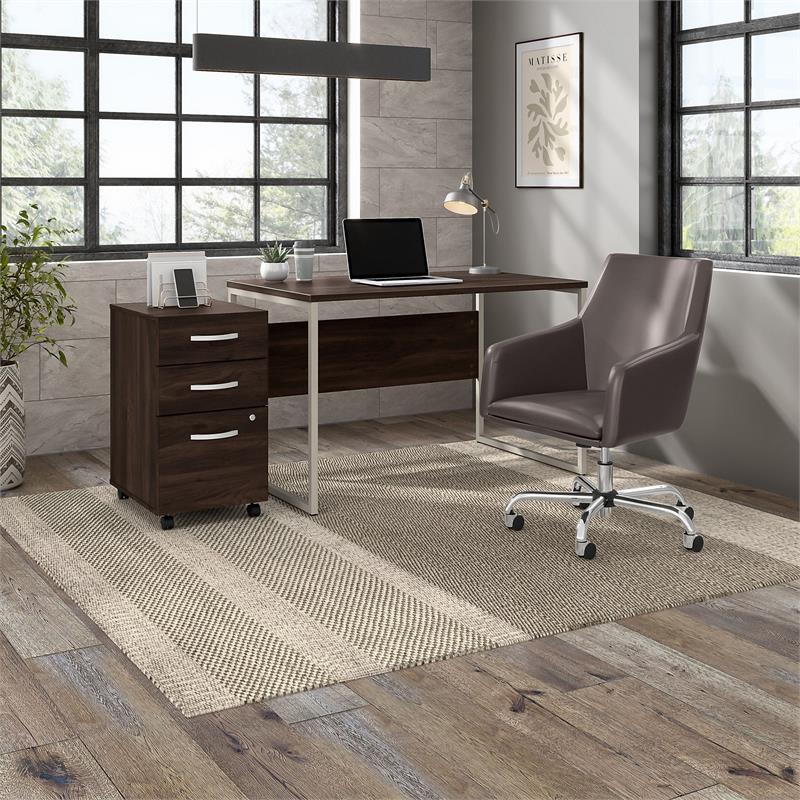 Pemberly Row 3 Drawer Mobile File Cabinet in Black Walnut - Engineered Wood
