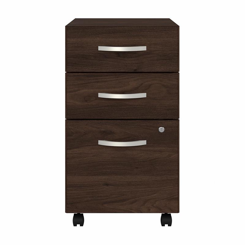 Pemberly Row 3 Drawer Mobile File Cabinet in Black Walnut - Engineered Wood