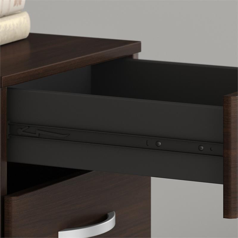 Pemberly Row 3 Drawer Mobile File Cabinet in Black Walnut - Engineered Wood