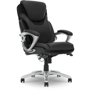 Pemberly Row Office Chair Patented AIR Lumbar Technology Leather Black