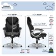 Pemberly Row Office Chair Patented AIR Lumbar Technology Leather Black