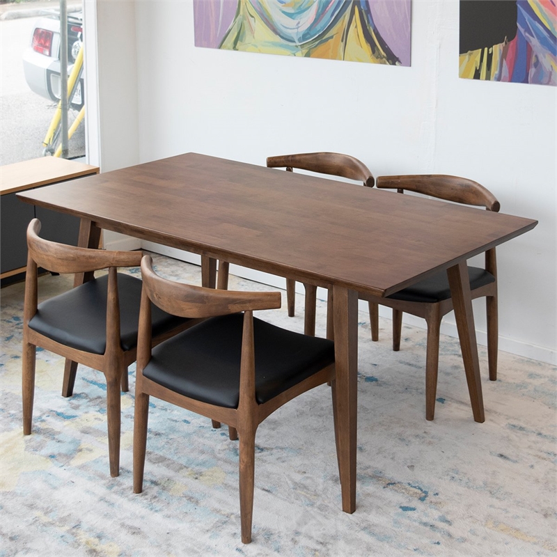 Pemberly Row Dining Room & Kitchen Solid Wood Walnut Table and Chair Set of 4