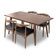 Pemberly Row Dining Room & Kitchen Solid Wood Walnut Table and Chair Set of 4
