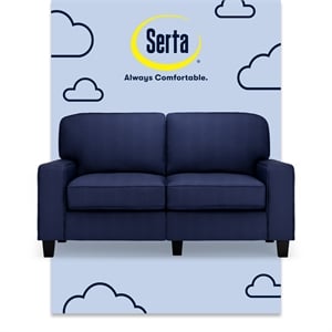 Pemberly Row 61&quot Track Arm Sofa Loveseat with Removable Covers Navy Blue