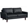 Pemberly Row Faux Leather Sofa Mid-Century Couch for Living Room/Office-Black