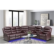 Pemberley Row Vegan Leather Brown Reclining Sectional Rectangular USB Power Sound System Unassembled