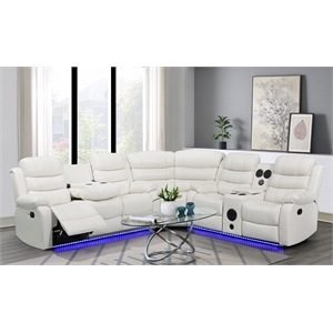Pemberly Row 3 - Piece USB Vegan Leather Reclining Sectional with Sound System