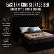 Pemberly Row Modern Solid Wood Tufted Velvet King Bed in Black