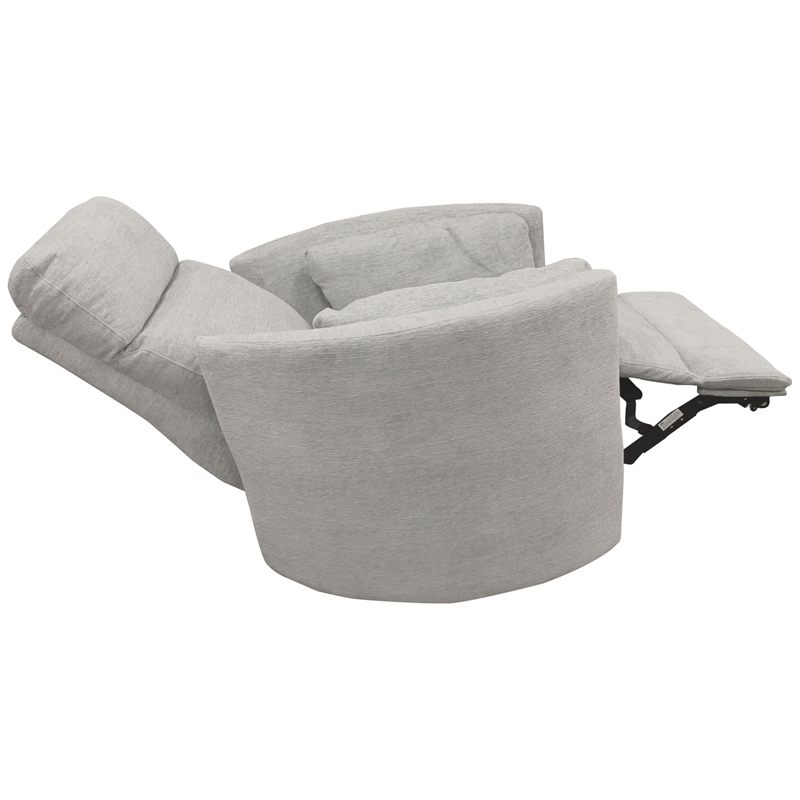 Pemberly Row Fabric Power Swivel Glider Recliner Chair in Mineral White