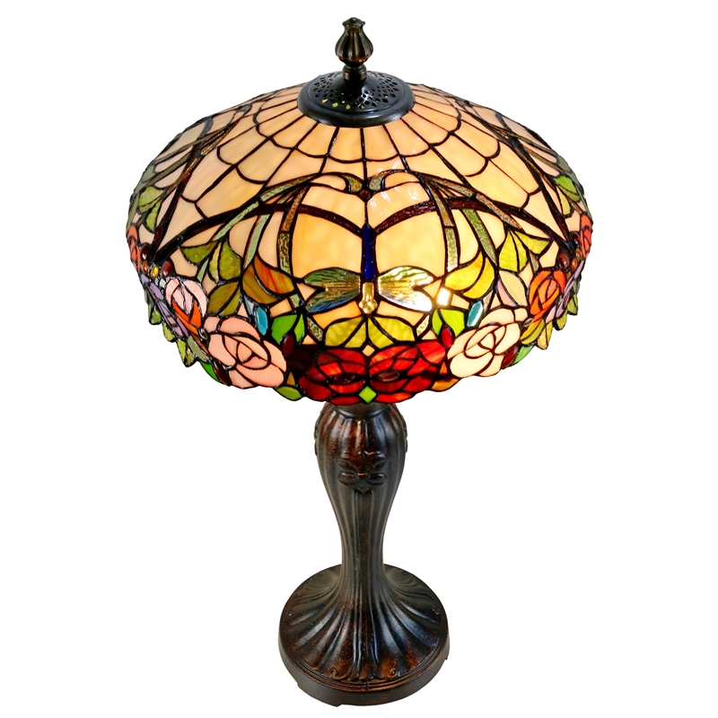 Pemberly Row Contemporary Resin Rose Table Lamp in Multi-Color