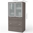Pemberly Row Contemporary 2 Drawer Door File Cabinet in Bark Gray