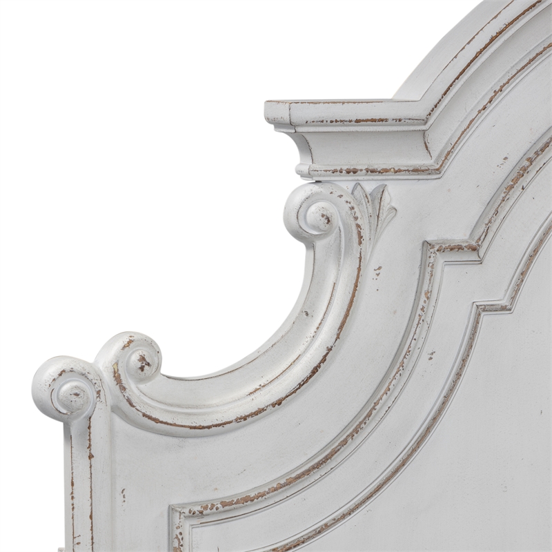 Pemberley Row Wood White King Panel Bed Rectangular Bolt-On Rail System 68