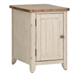 Pemberly Row Reimagined White Door Chair Side Table w/ Charging Station