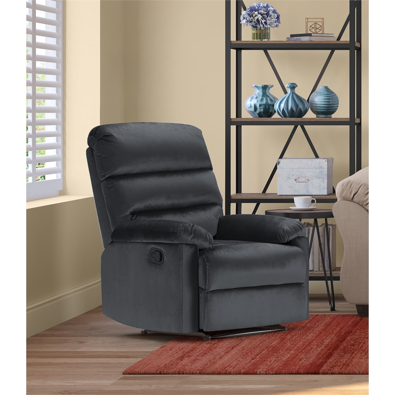 Pemberly Row Contemporary Transitional Recliner Chair Dark Gray