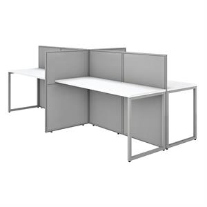 Pemberly Row 60W 4 Person Desk with 45H Panels in White - Engineered Wood