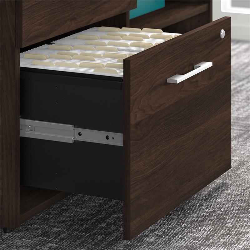 Pemberly Row Low Storage Cabinet with Drawers in Black Walnut - Engineered Wood