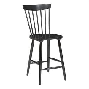 Pemberly Row Contemporary Counter Wood Stool in Black Finish