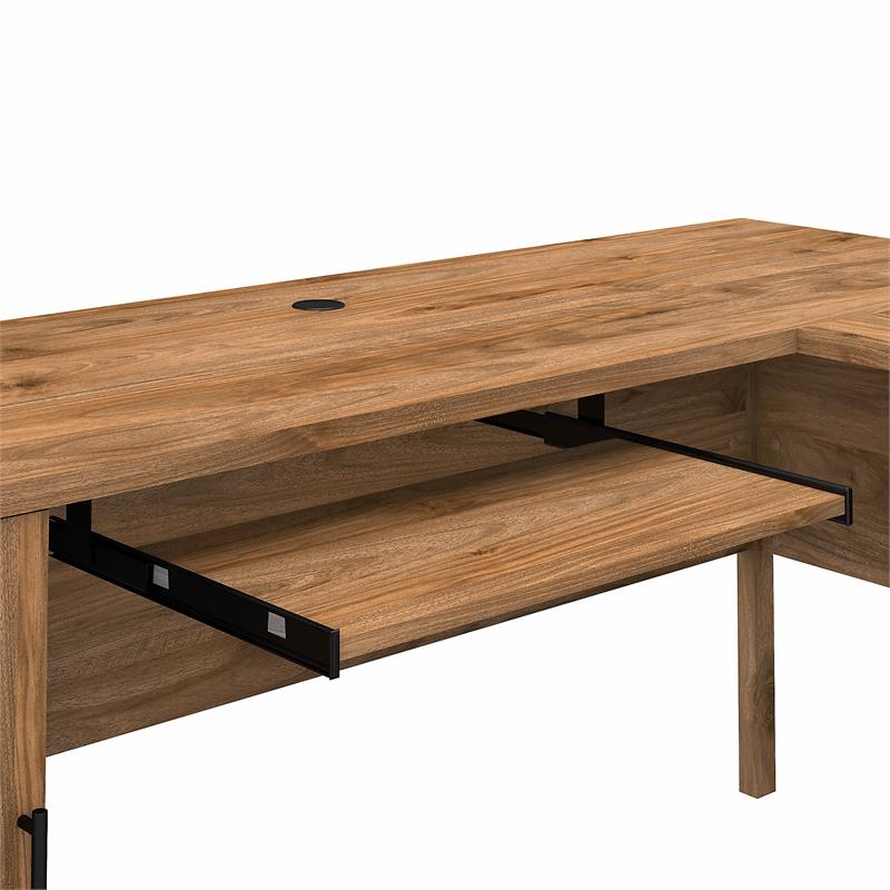 Pemberly Row 72W L Shaped Desk with Hutch in Fresh Walnut - Engineered Wood