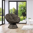 Pemberly Row Chair with Brown Round Pillow Cushion and Brown Resin Wicker Weave