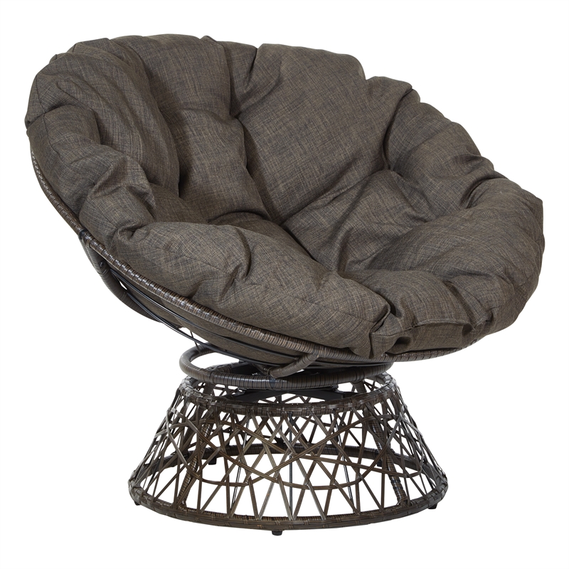 Pemberly Row Chair with Brown Round Pillow Cushion and Brown Resin Wicker Weave