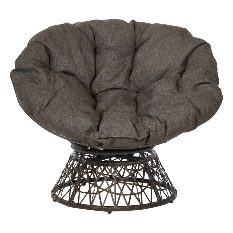 Pemberly Row Chair with Brown Round Pillow Cushion and Brown Resin Wicker Weave