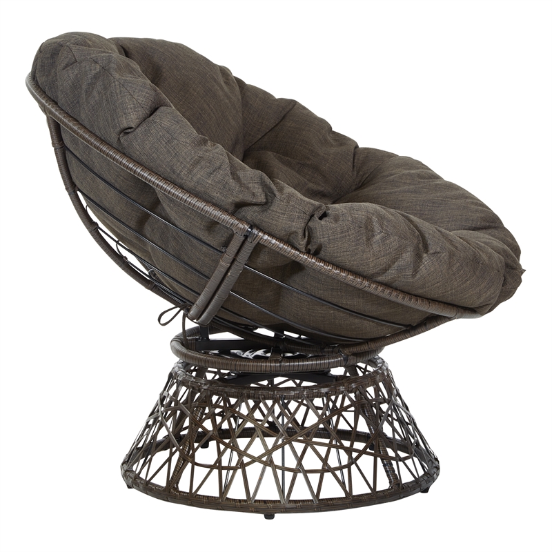 Pemberly Row Chair with Brown Round Pillow Cushion and Brown Resin Wicker Weave