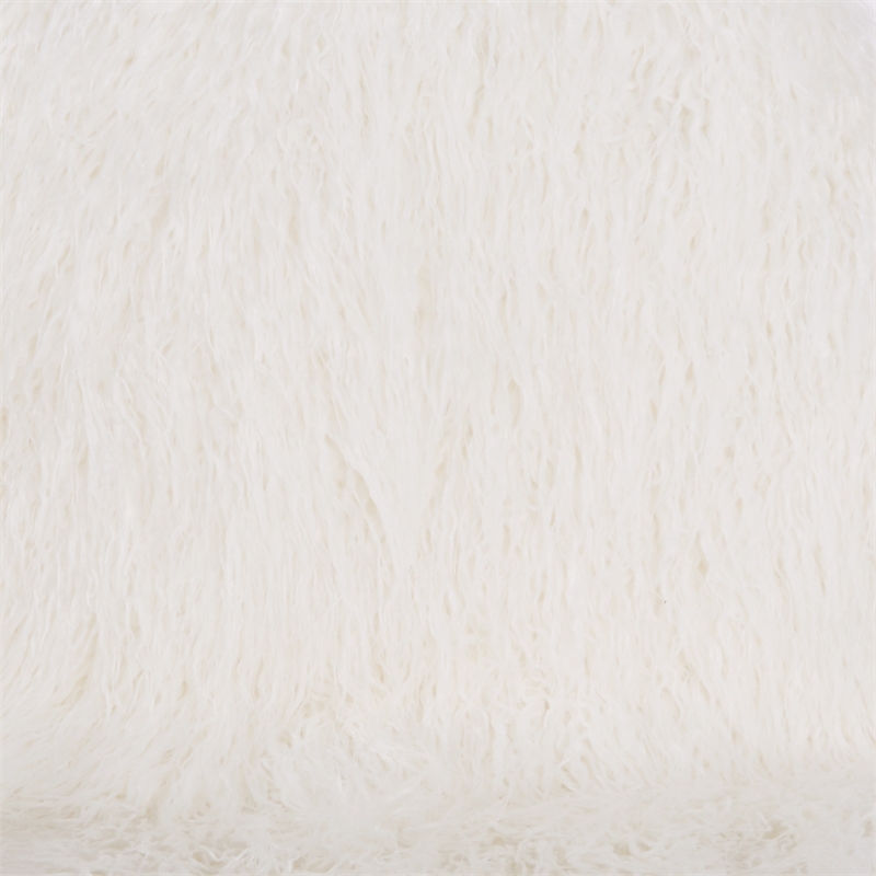 Pemberly Row Modern Chair with White Faux Fur Fabric and Gold Legs