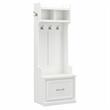 Pemberly Row 24W Hall Tree & Shoe Bench w/ Drawer in White Ash - Engineered Wood