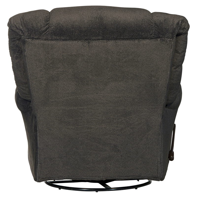 Pemberly Row Chaise Swivel Glider Recliner in Gray Polyester Fabric