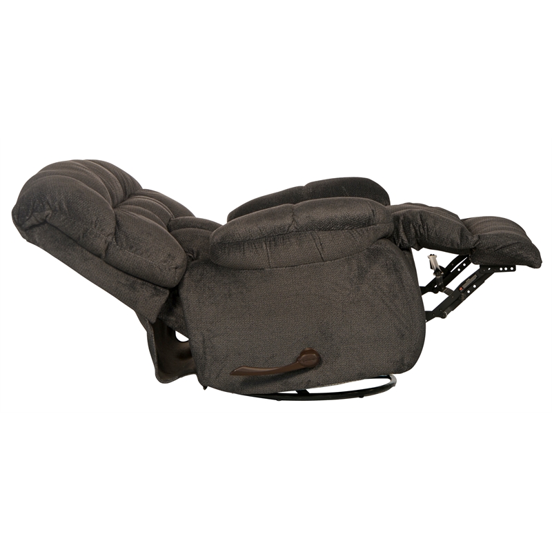 Pemberly Row Chaise Swivel Glider Recliner in Gray Polyester Fabric