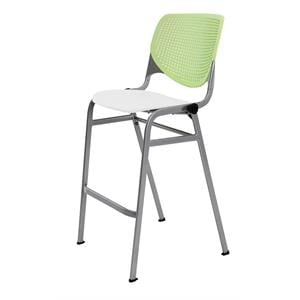Pemberly Row Modern Stack Barstool - Lime Green Back - White Seat