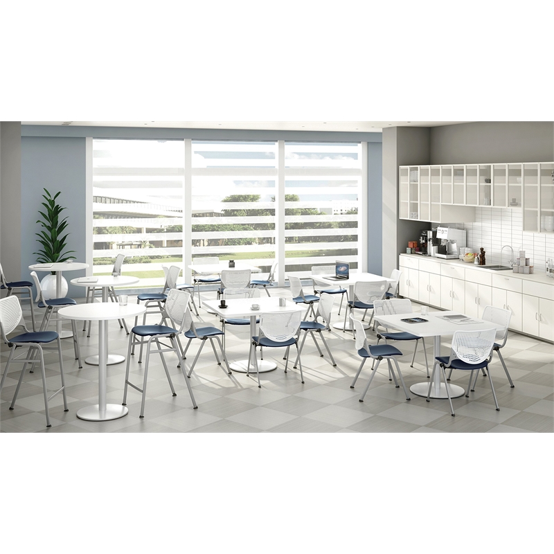 Pemberly Row Contemporary Stack Chair - White Back - Navy Seat