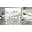 Pemberly Row Contemporary Stack Chair - White Back - Navy Seat