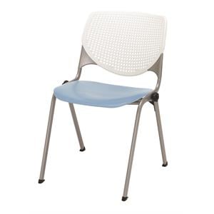 Pemberly Row Modern Stack Chair - White Back - Sky Blue Seat