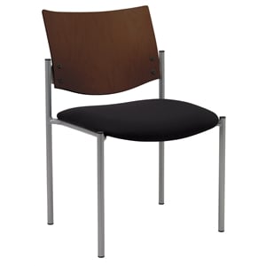 Pemberly Row Guest Chair - Black fabric - Chocolate Wood Back