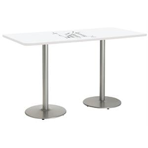 Pemberly Row 36&quot x 84&quot Bistro Table with Whiteboard Top Silver Rnd Base