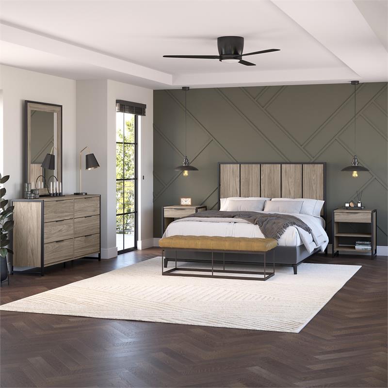 Pemberly Row Full/Queen Size Headboard in Modern Hickory - Engineered Wood