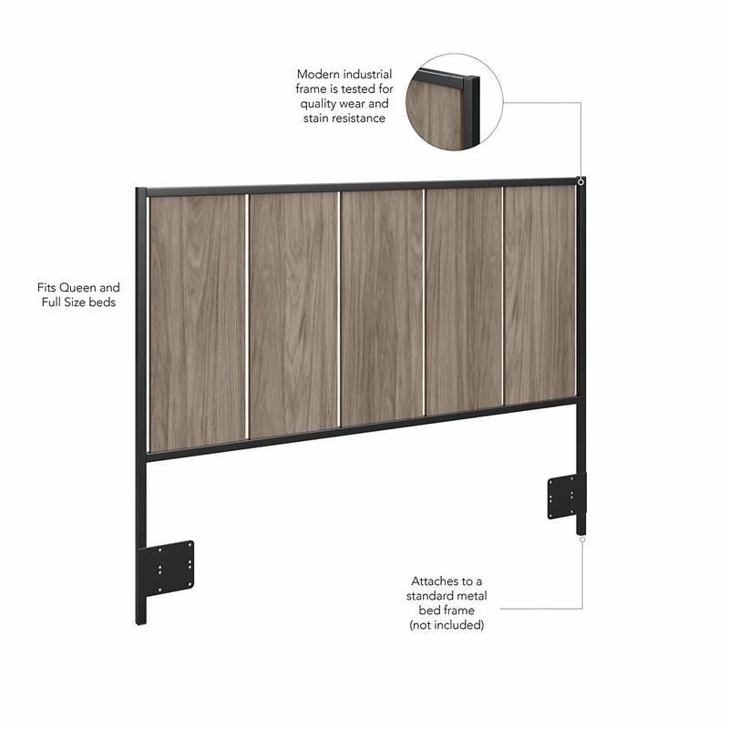 Pemberly Row Full/Queen Size Headboard in Modern Hickory - Engineered Wood