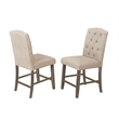Pemberly Row Rustic Counterheight Dining Chairs w/ Beige Linen Fabric (Set of 2)