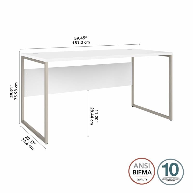 Pemberly Row 60W x 30D Computer Table Desk in White - Engineered Wood