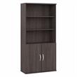 Pemberley Row Engineered Wood Storm Gray Bookcase Tall 5 Shelf Cabinet Doors 36