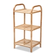 Pemberly Row Modern Bohemian Brown Finished Rattan 3-Tier Display Shelf